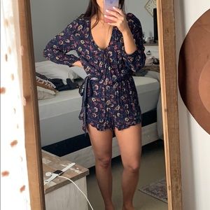 Floral long sleeve romper